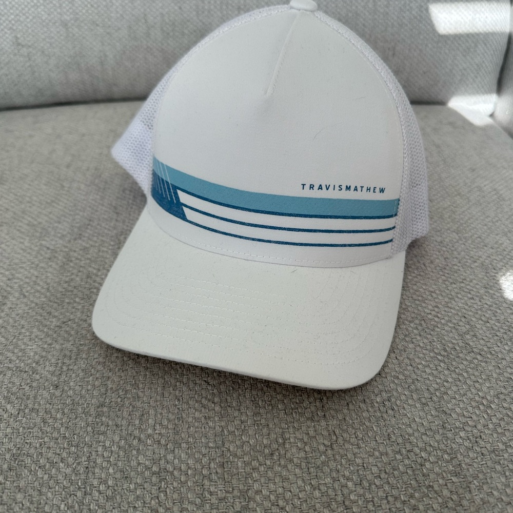 Travis Mathew White and Blue Hat